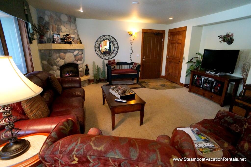living room area with fireplace