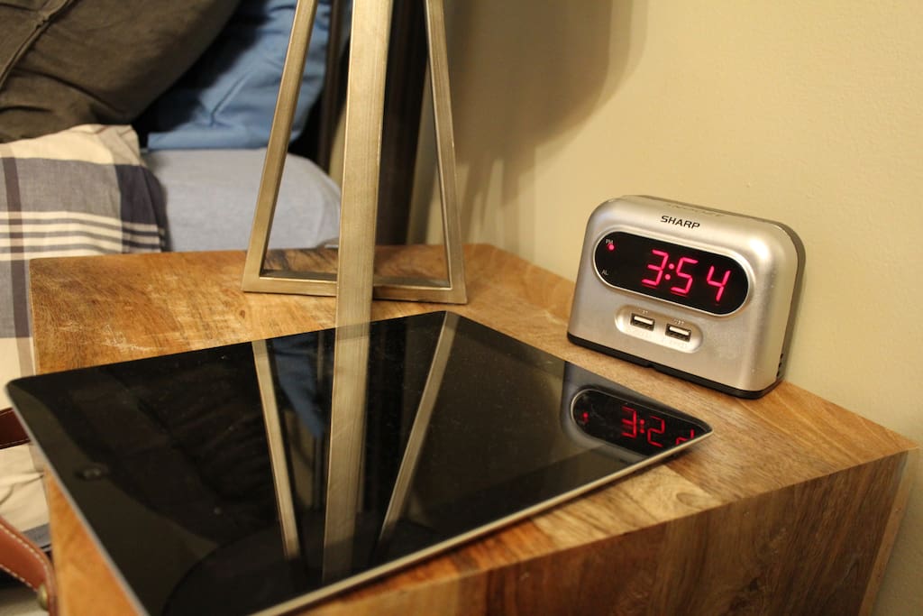Two USB ports in the bedroom and 2 in the living room for charging your devices.