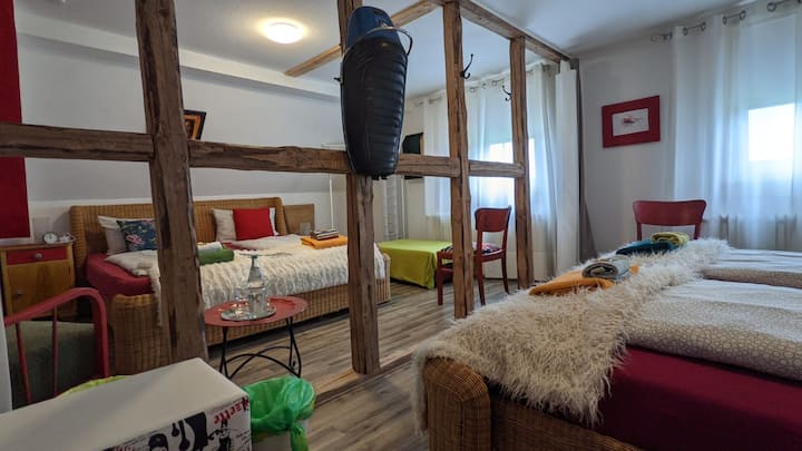 Habitación 8 y 9 camas 1,80 *2 m cuna adicional y ducha 