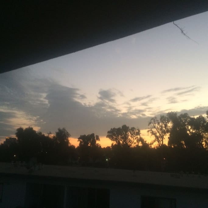 balcony at sunset