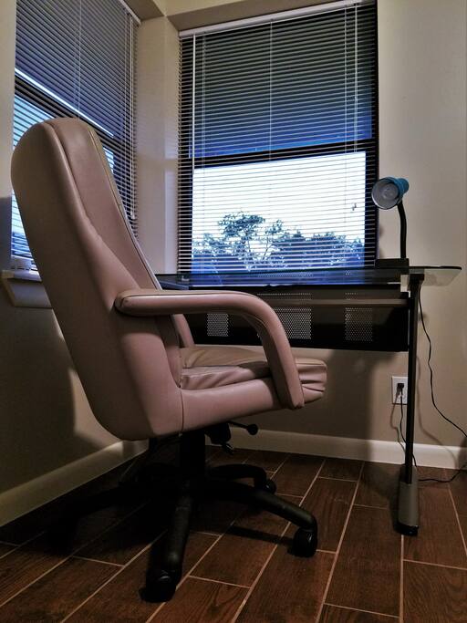Spacious work desk with tons of natural light.