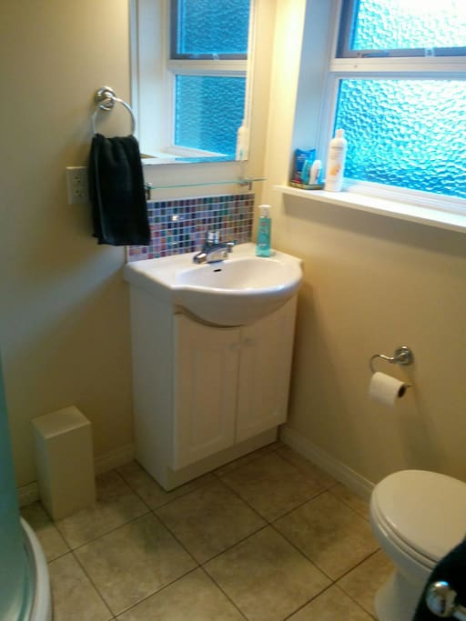 newly renovated washroom with shower