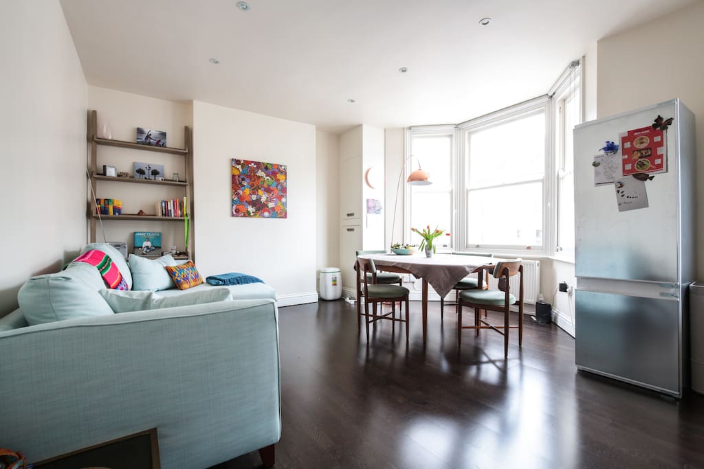 Bright and light living room/ dining area.