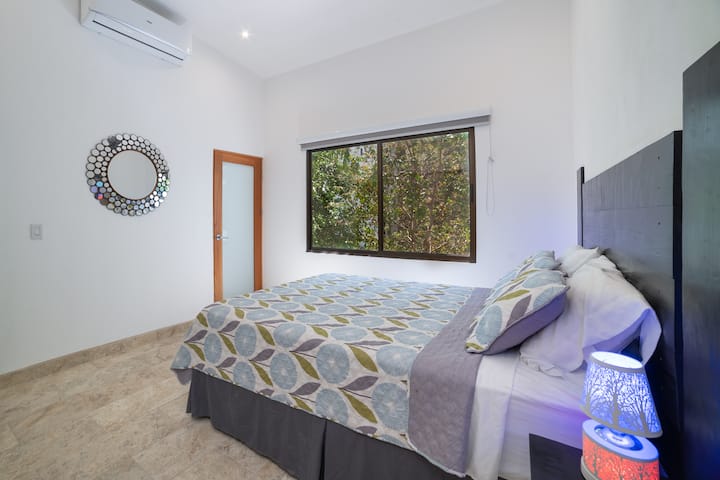 Bedroom # 3 with queen bed and bunk bed with firm mattresses.  