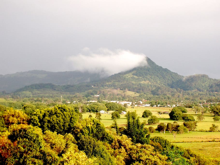 Mullumbimby town nestled below Mt Chincogan.