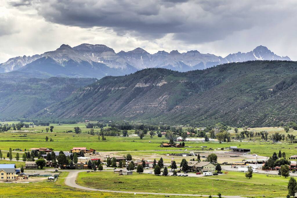 The home offers stunning views of the mountains and all the modern amenities of home.