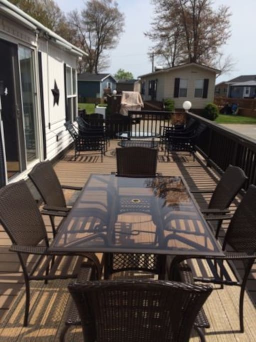 Large deck with lots of seating