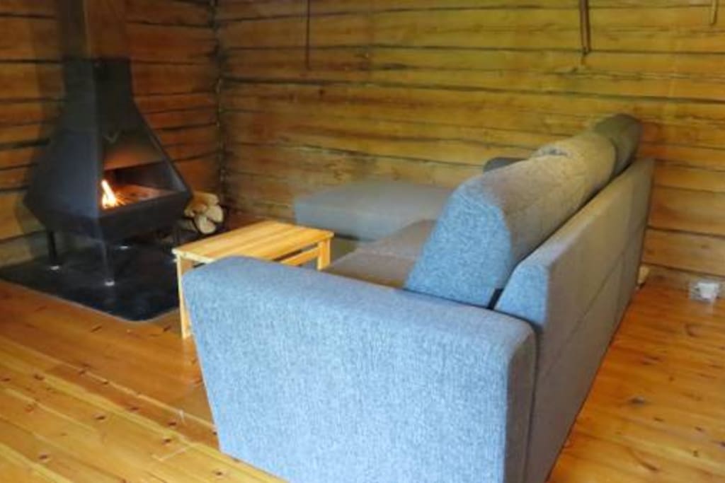 Fireplace & sofa (in summertimes extra bed 2pers.)