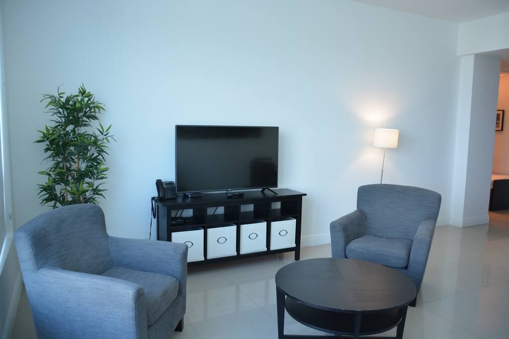 Watch a movie on the flat-screen TV with cable!