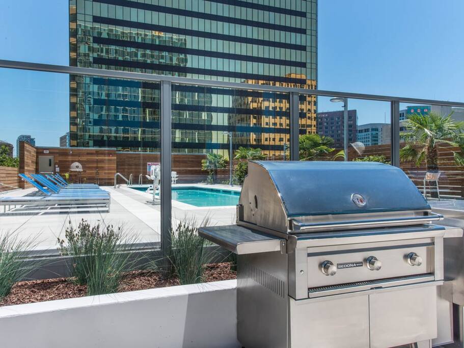 BBQ area with table and ping pong