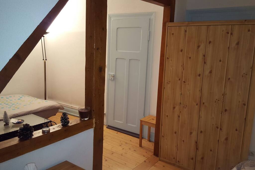 View from bed to living room