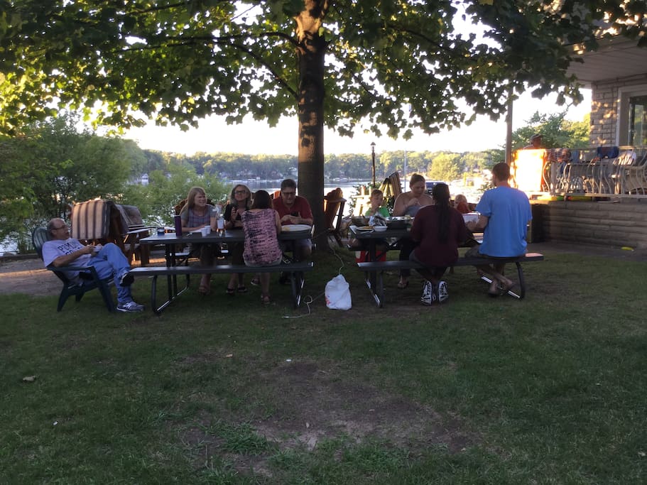 Fun family dinners outdoors.