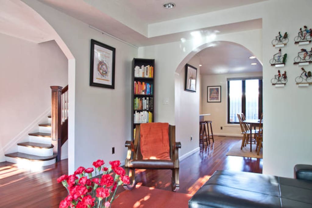 View into the Dining Room and Foyer from the Living Room.