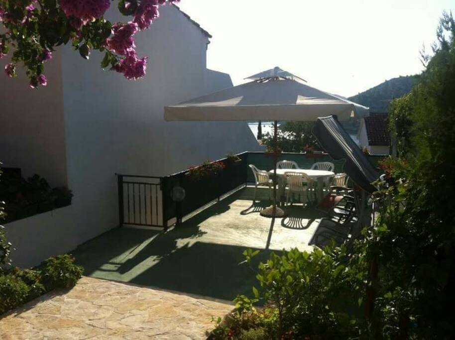 Terrace in our garde for all the guests to use