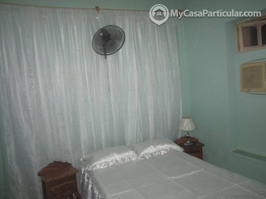 This room is equipped with AC and a fan, sheets are changed between guests and can be changed anytime upon request.