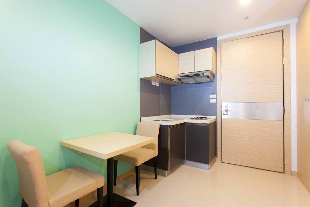 Living room and small kitchen