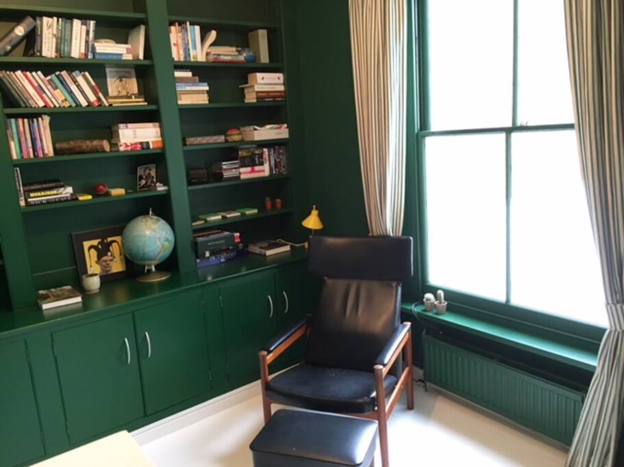 Green library - can work as extra bedroom with big air mattress