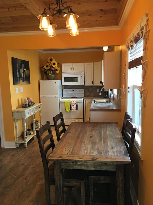 Complete kitchen with all necessities.