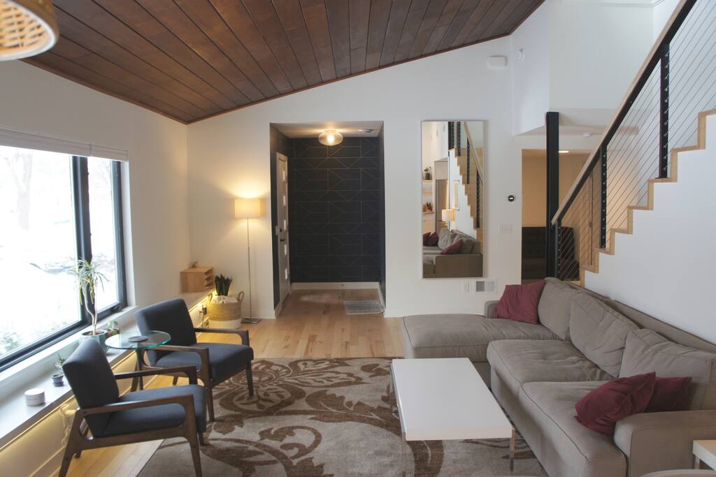 First-floor entryway and living room