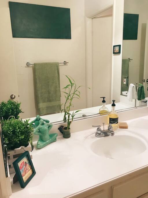 Cozy, zen, Bathroom attached to the bedroom.