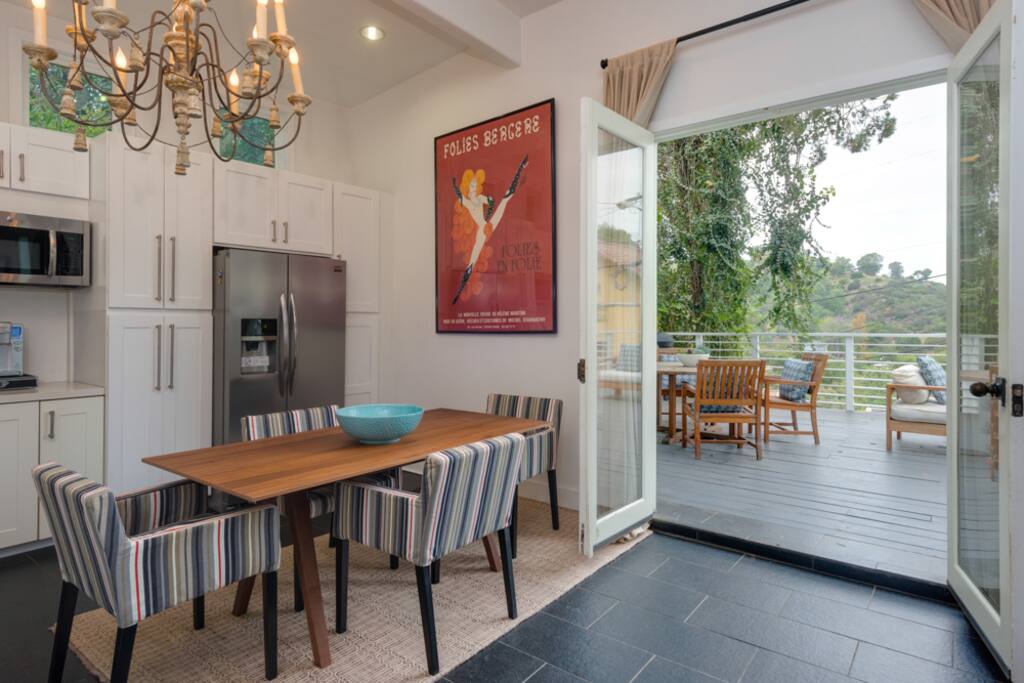 Dining table in open kitchen