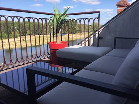 Appart cosy centre ville avec terrasse vue Loire.