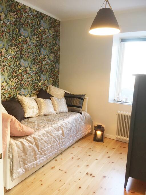 The room has a fold out bed from IKEA (Hemnes dagbädd) that can be used as a sofa too!