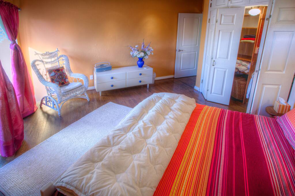 During the day the room is awash with sunshine. The sliding door takes you into the garden. This is also your private entry.
