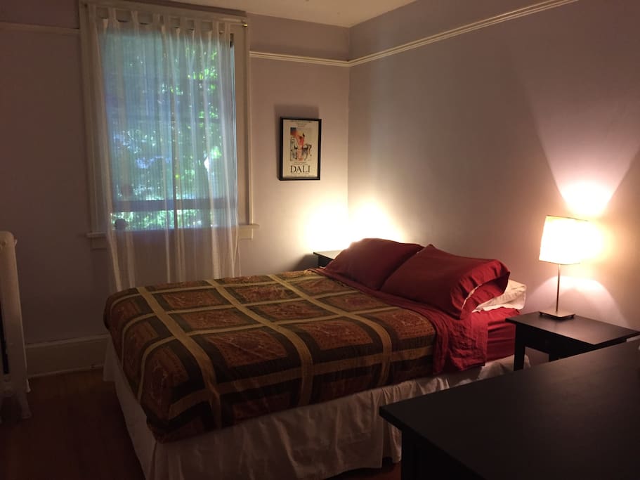 Large bedroom, queen size bed, good light for sleeping