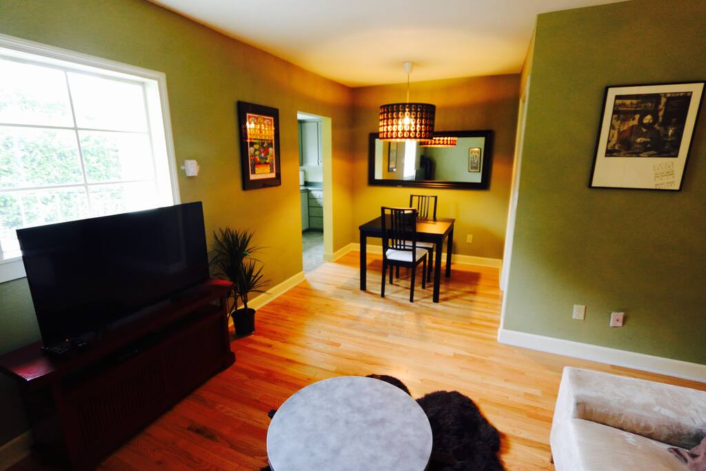 Recent Review for The Studio: We love how well thought out everything was. From the comfortable bed, to the room divider, to the cute bathroom soaps, coffee, and A/C. Just perfect! I don't think anything needs to be improved. It's already great!