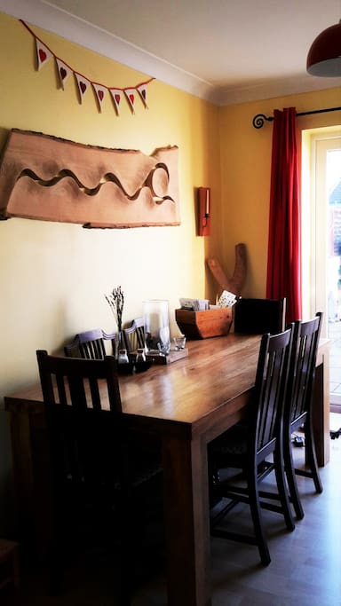 Dining room for breakfast french doors with view to garden