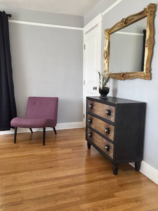 Front bedroom dresser and chair
