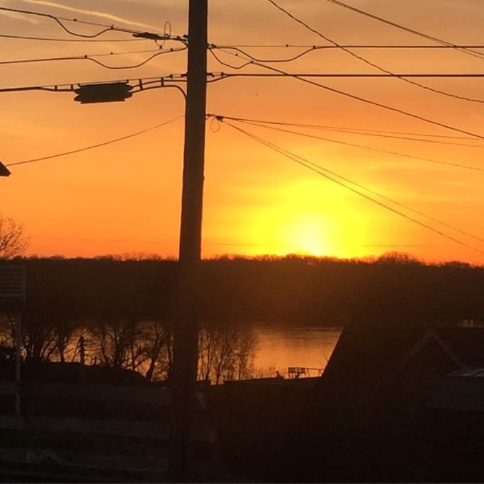 The view of the Mississippi River from my kitchen door. We are about 3 blocks away