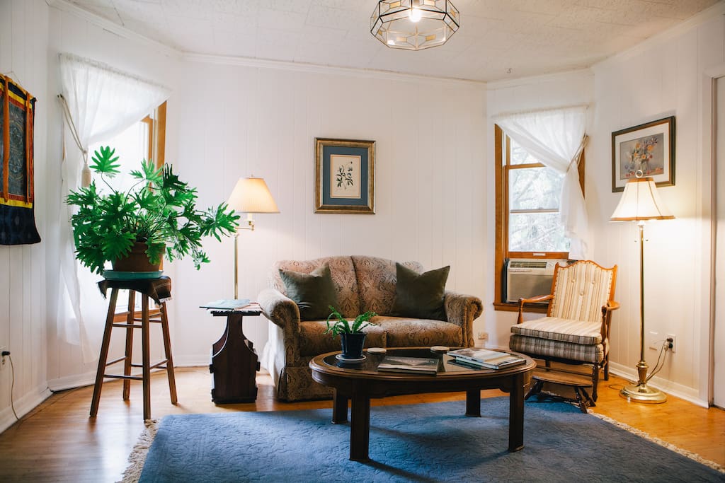 A light and bright living room.