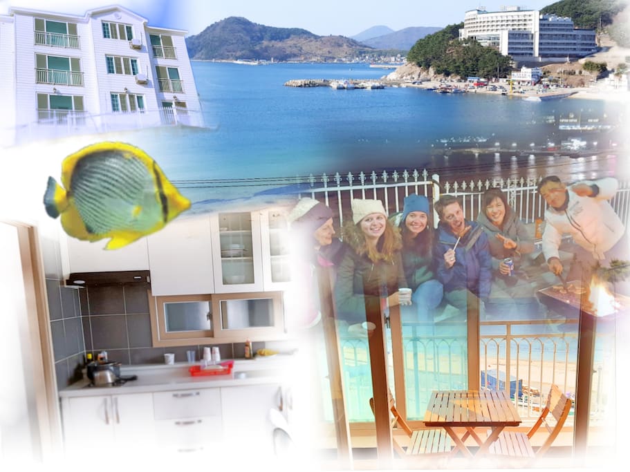On the beach with unspoilt sea and island views. A couple of minutes stroll to ferry terminal, convenience stores and activities. BBQ area overlooking the sea and the sound of the waves will remind you of your island experience.