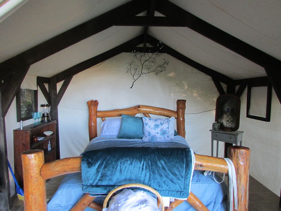 Glamping Tent..glamorous camping on 52 acres. Includes firepit, picnic table and hot farm fresh breakfast for two. $140/night. Two night minimum on weekends.
