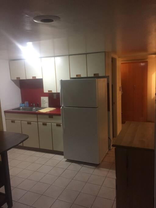 Kitchenette and dining table.
