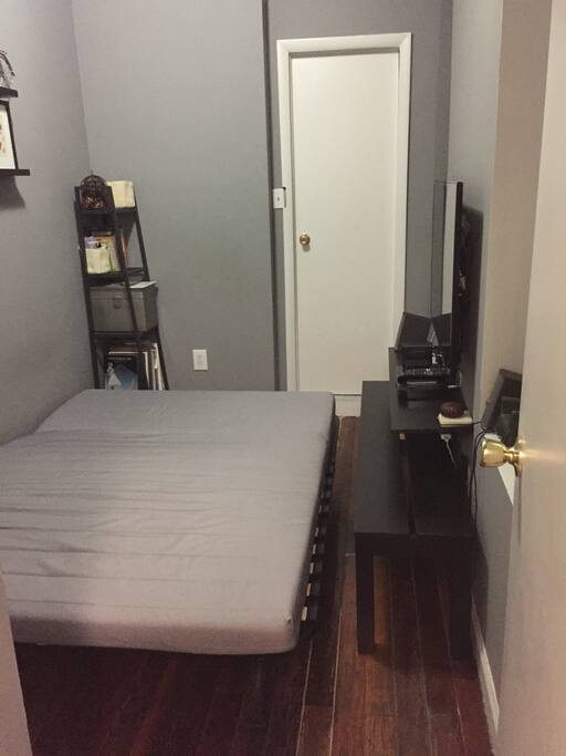 Pull out futon fits 2 people.