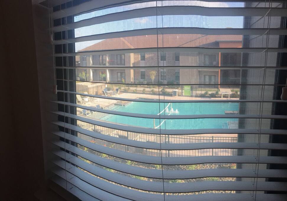 Bedroom view of the pool