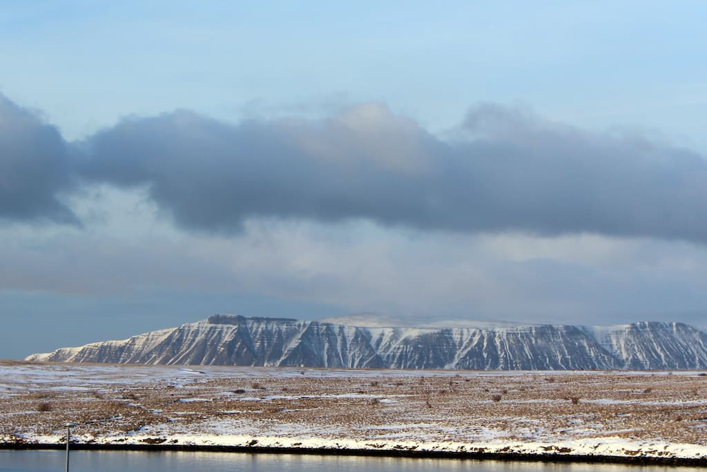 Mountain Esja, beautiful view from the living room.