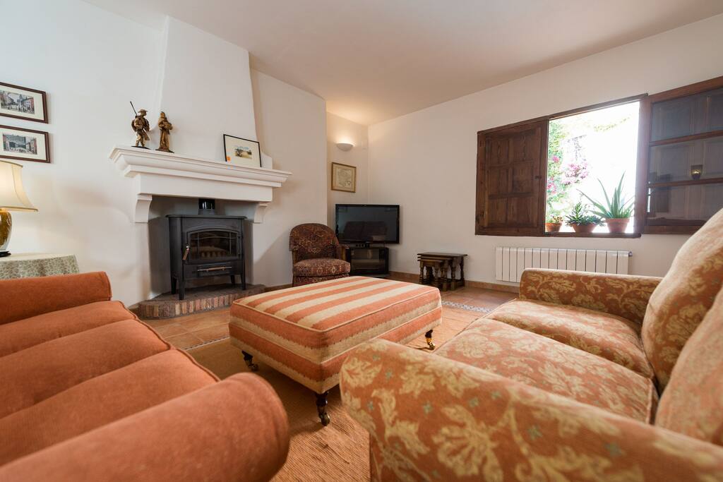 Livingroom with fireplace and tv
