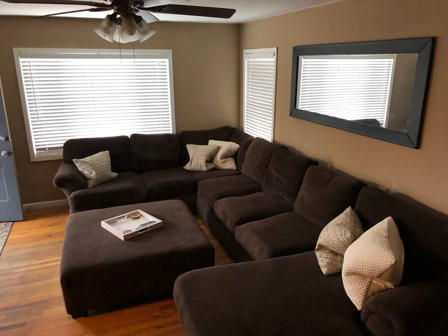 Living Room with a 75 inch TV