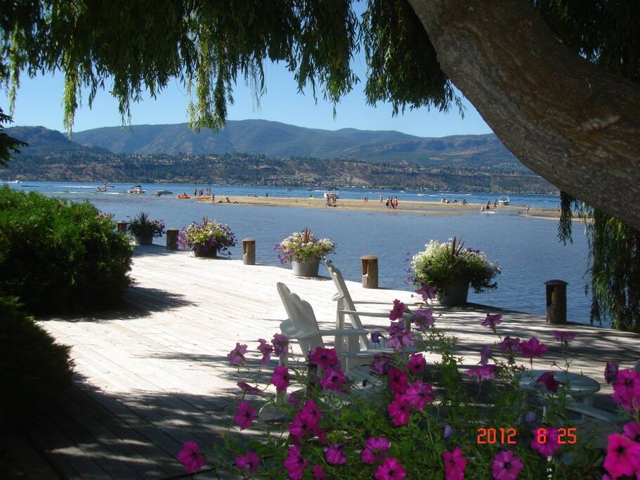 View of the lake/mountains and a sandbar