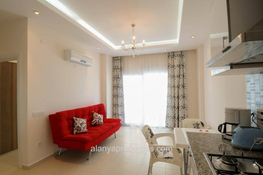 Living room with air conditioner with kitchen