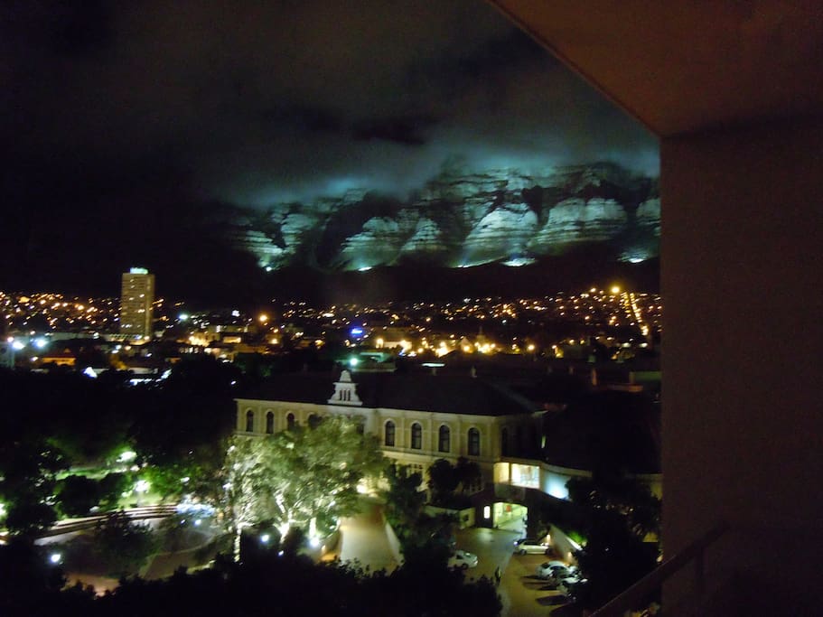 City lights on the slopes of Table Mountain
