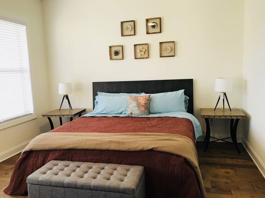 The Master Suite has a King Size bed with its own master bathroom.