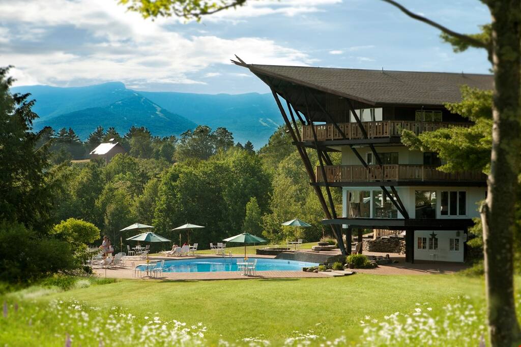 Take a dip in the outdoor pool during summer.