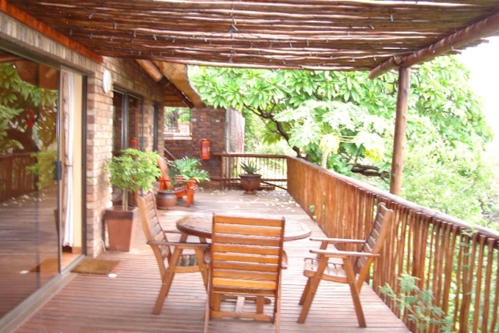 Wooden deck around lodge