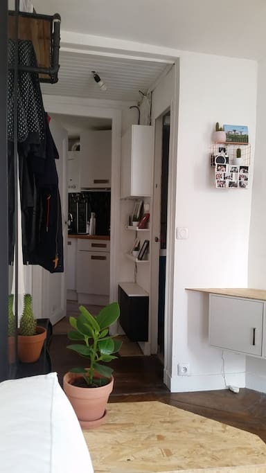 Entrance with kitchen and bathroom
