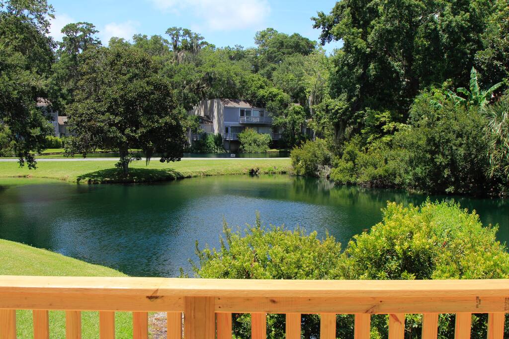 Deck Overlooks a Pond ....